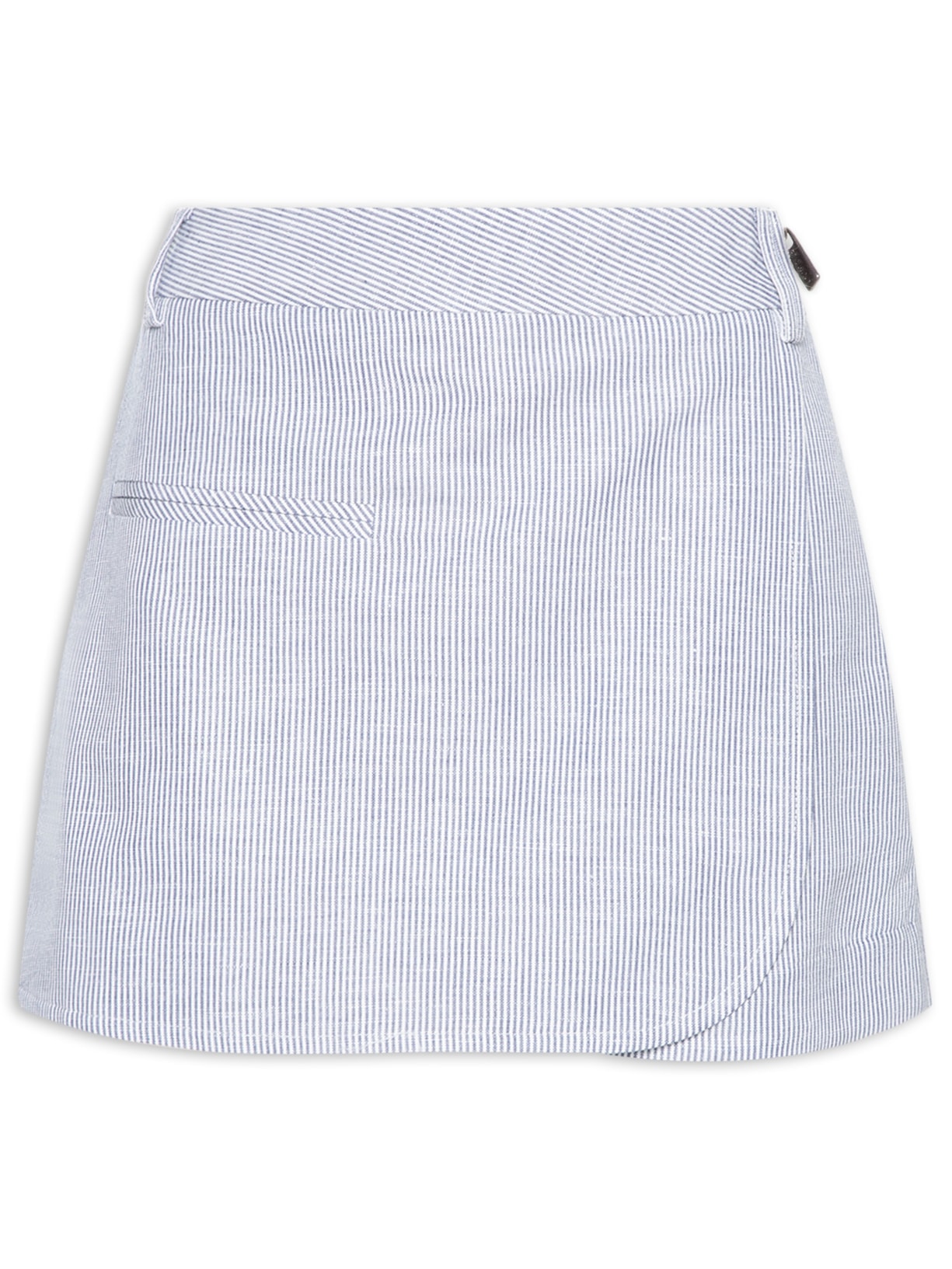 Short Saia De Linho Listras - Azul