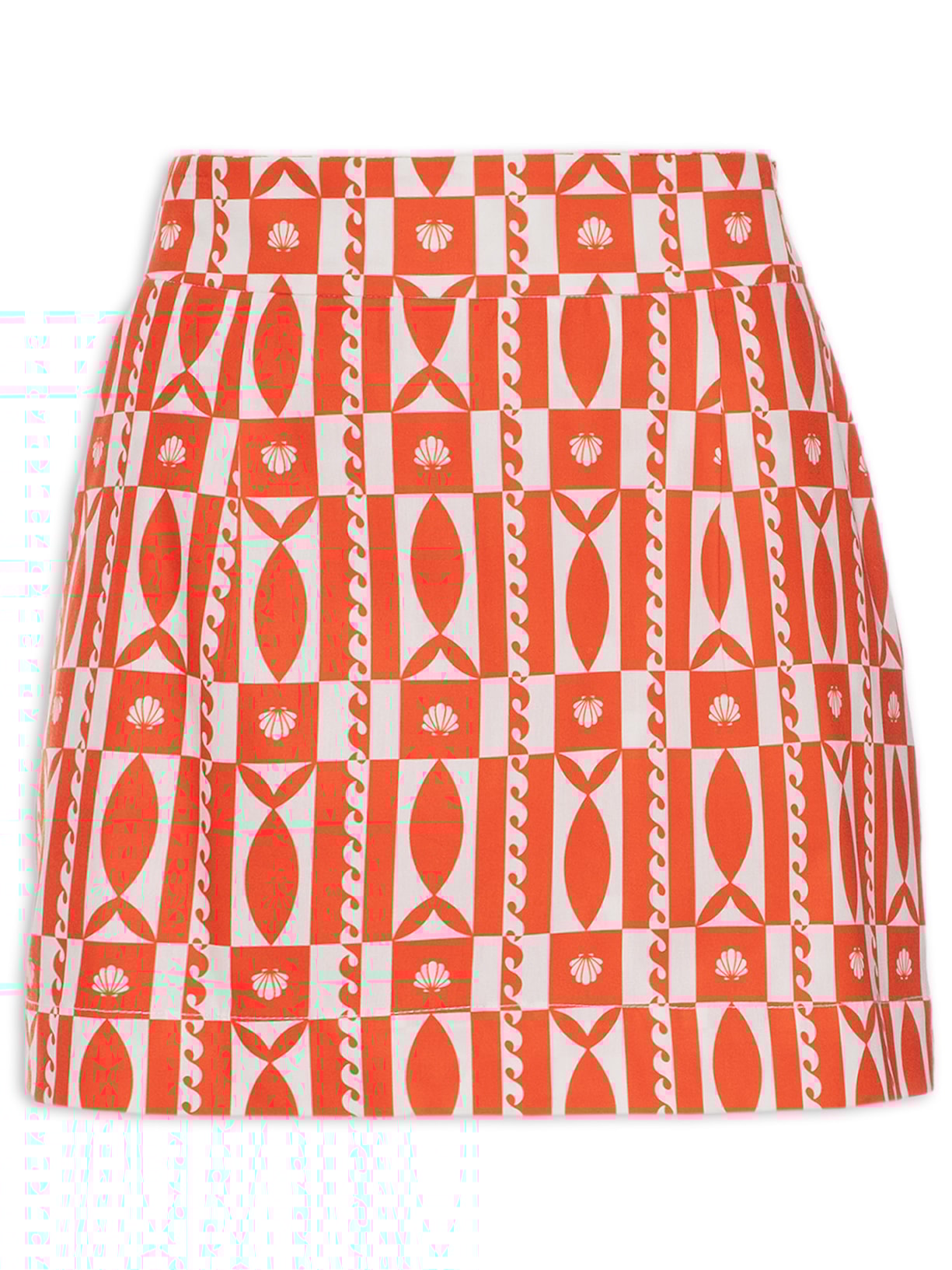 Short Saia Estampa Beira Mar Laranja Dress To