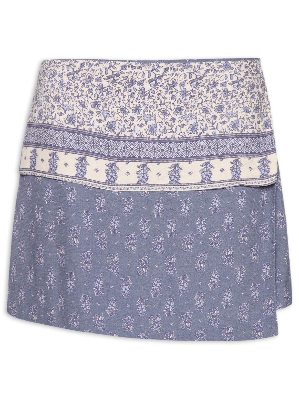 Short Saia Estampa Chilli C Azul Maria Filó