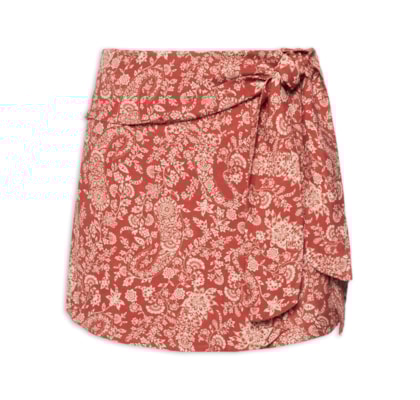 Short Saia Estampa Maze - Vermelho