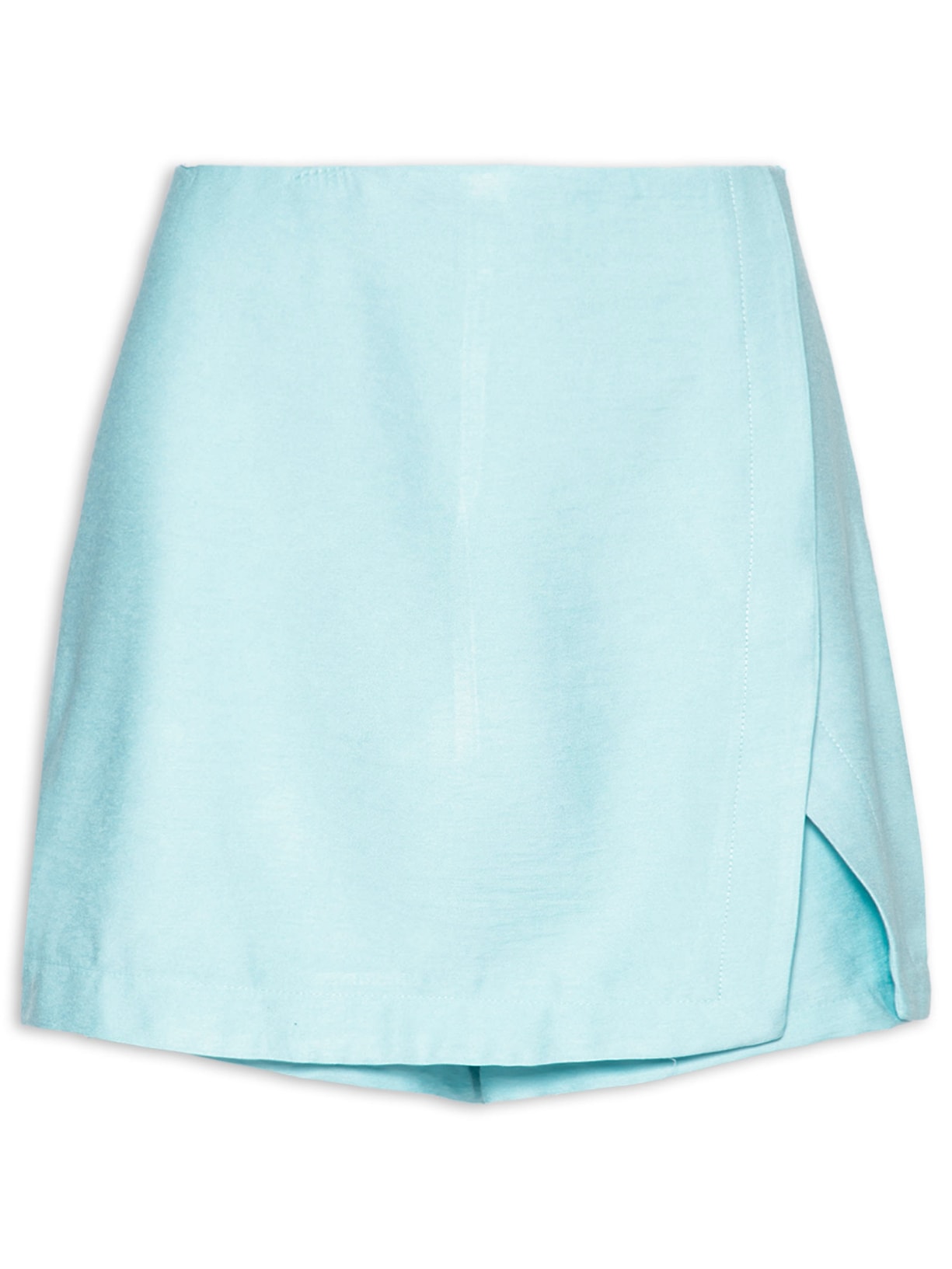 Short Saia Feminino Com Fenda Azul Basiq