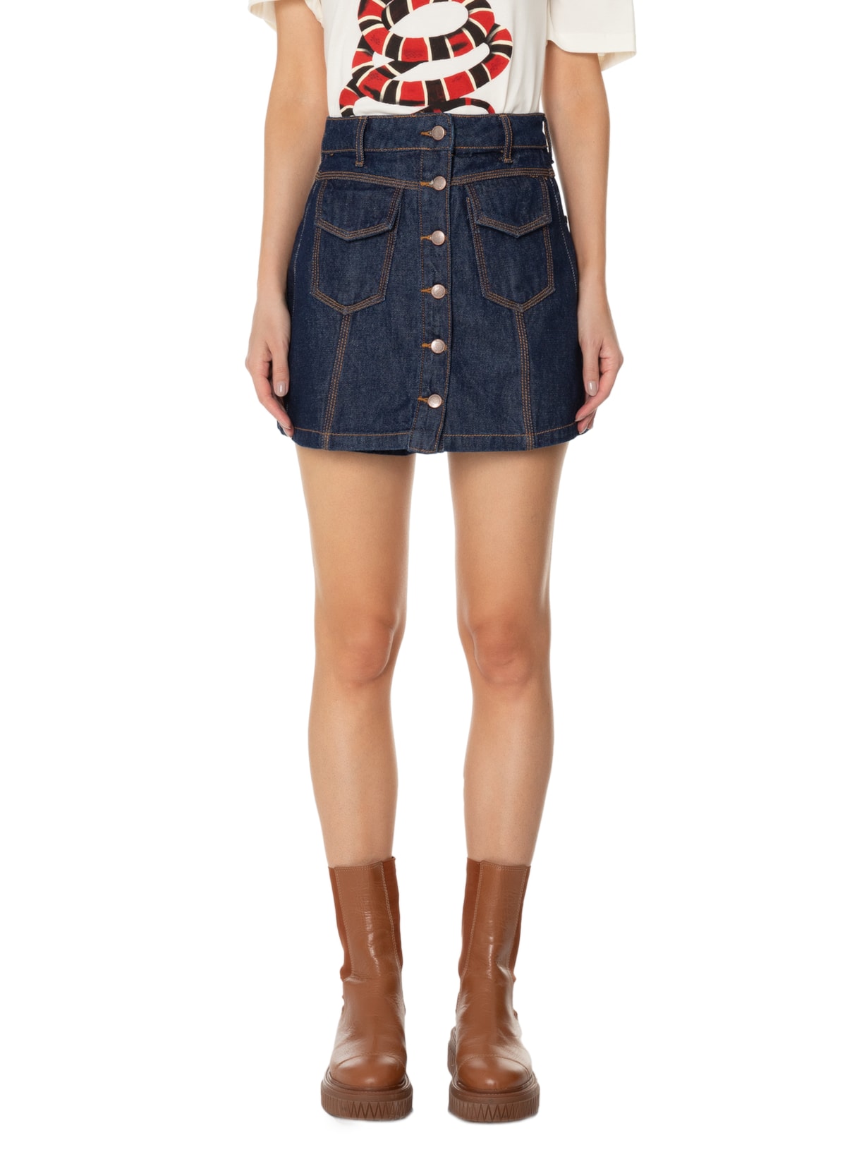 Short Saia Feminino Recortes Azul  Farm