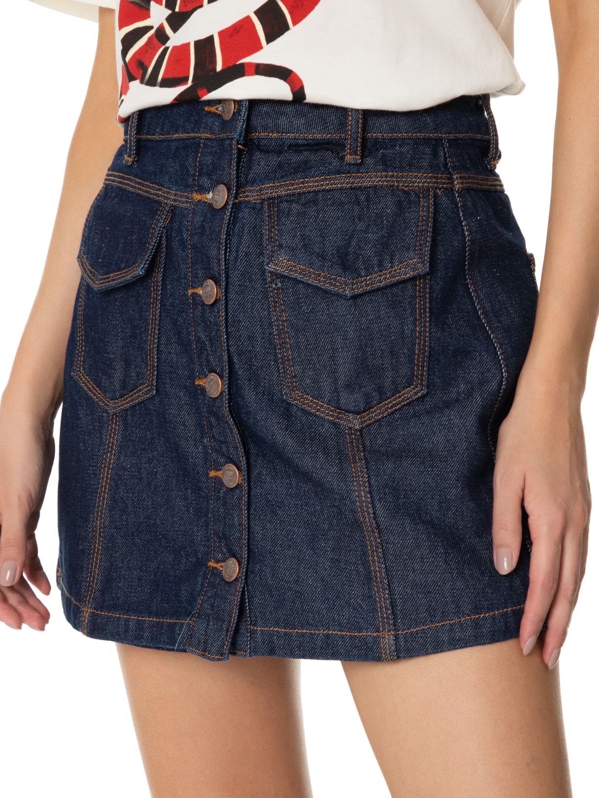 Short Saia Feminino Recortes Azul  Farm