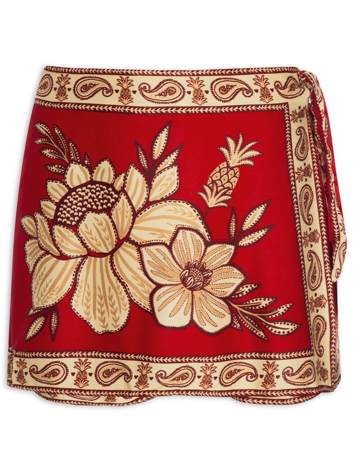 Short Saia Floral Bloom - Vermelho