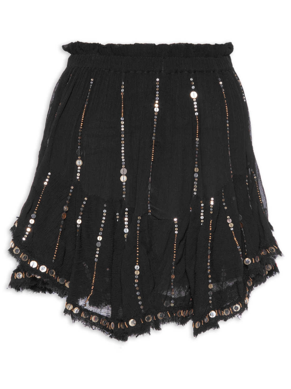 Short Saia Gypsy Com Lantejoula Preto Animale