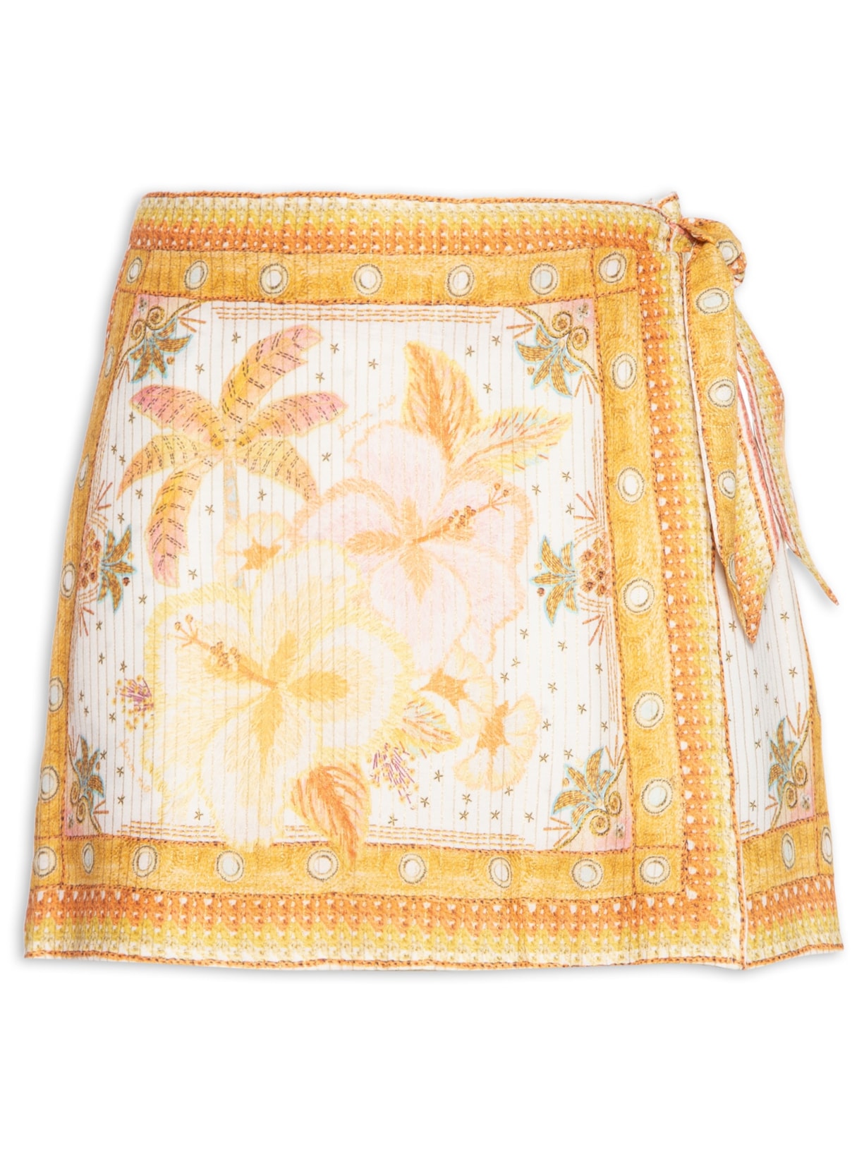 Short Saia Ilha De Flor Lenço - Amarelo
