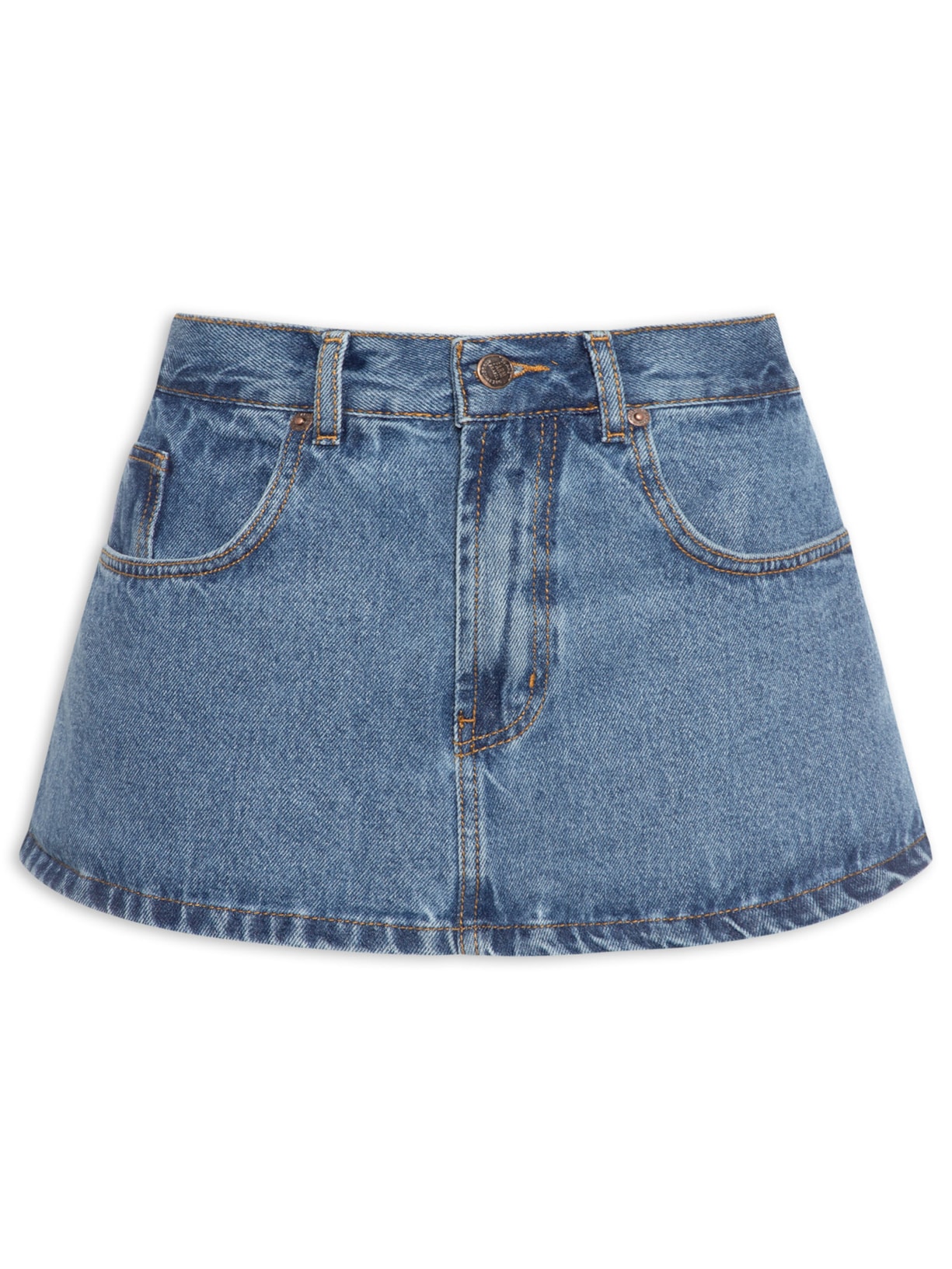 Short Saia Jeans Baixo - Azul