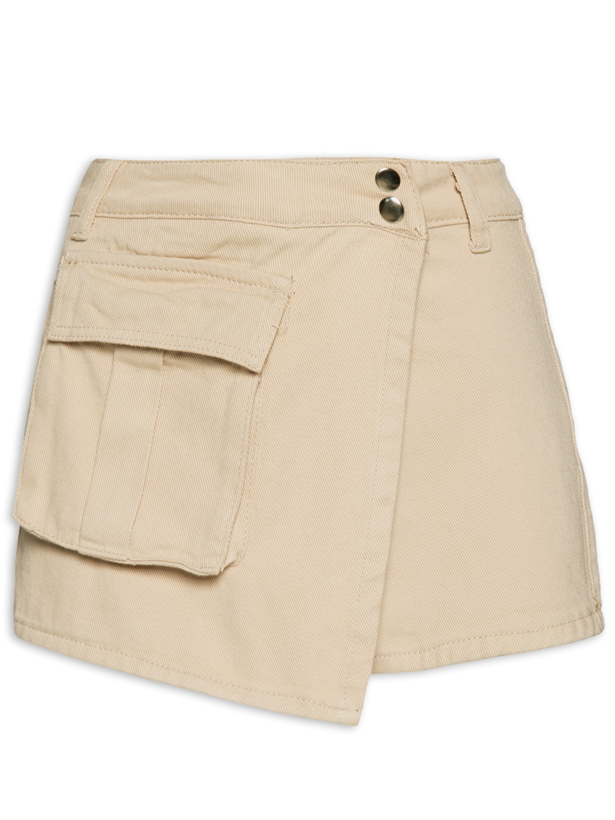 Short Saia Jeans Cargo - Bege