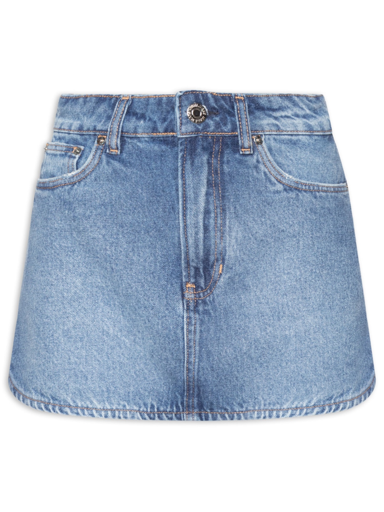 Short Saia Jeans Regular Barra Redonda Azul Animale Jeans