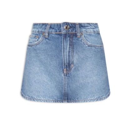 Short Saia Jeans Regular Barra Redonda - Azul