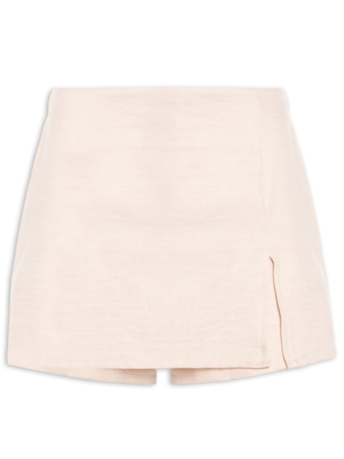 Short Saia Leve Com Fenda - Bege