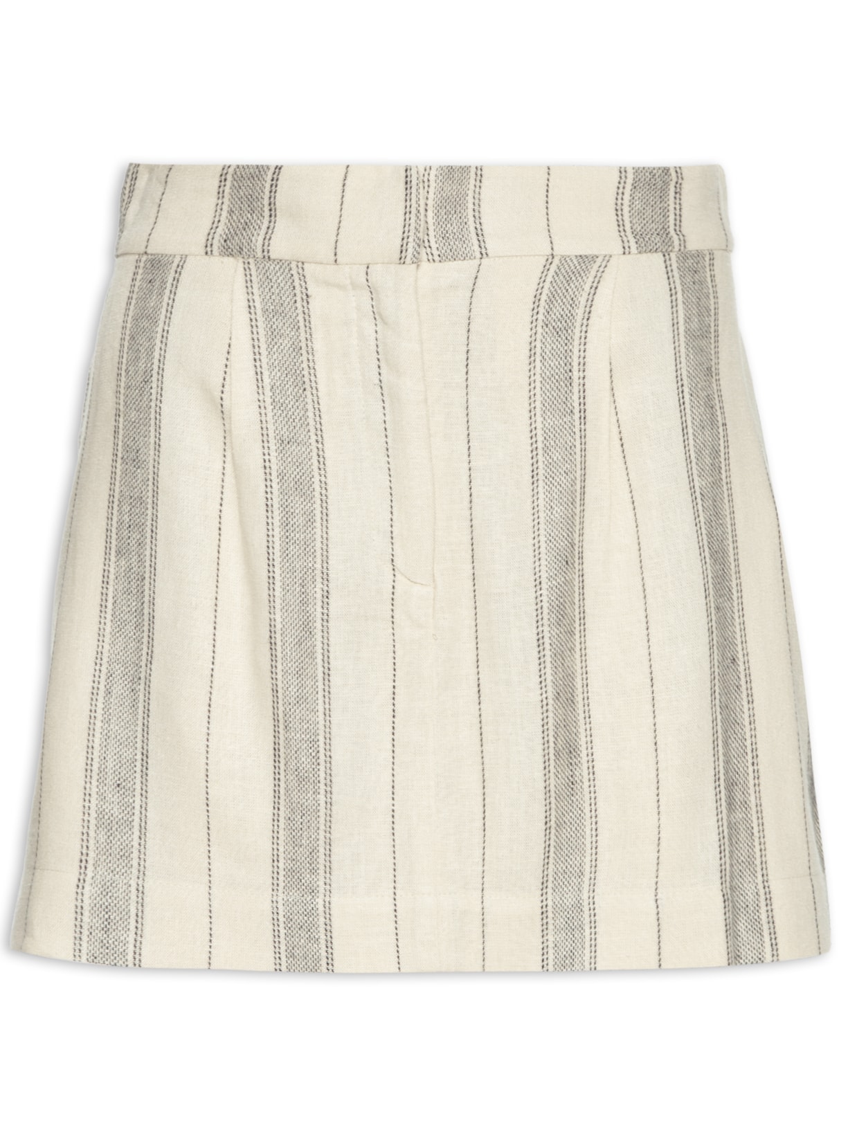 Short Saia Linho Listrado - Bege