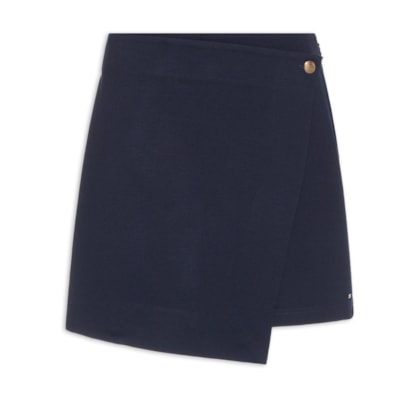 Short Saia Ponte Gold Button - Azul