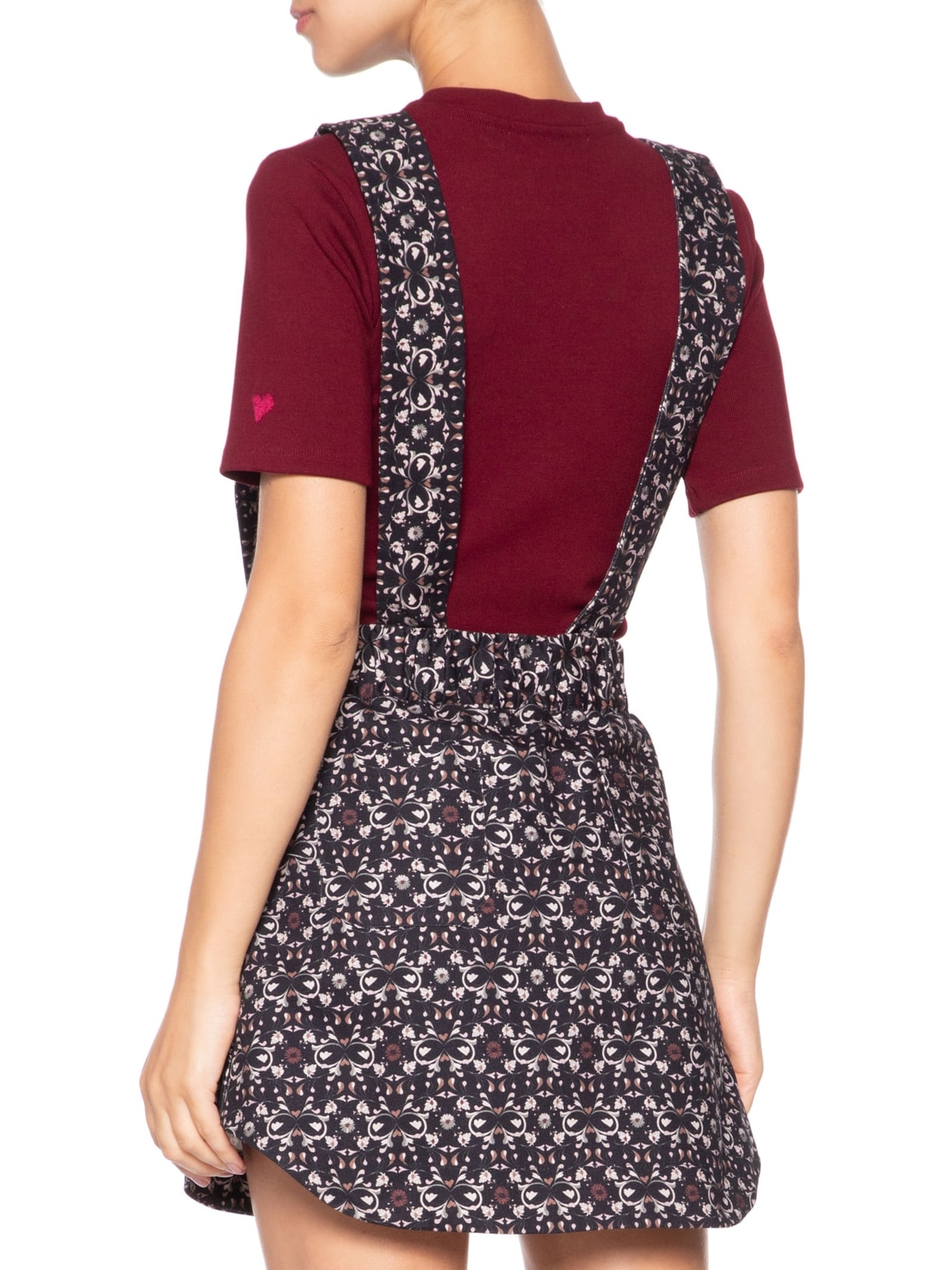 Short Saia Salopette Flora Preto J.chermann