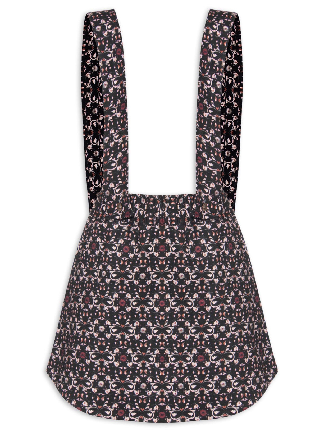 Short Saia Salopette Flora Preto J.chermann