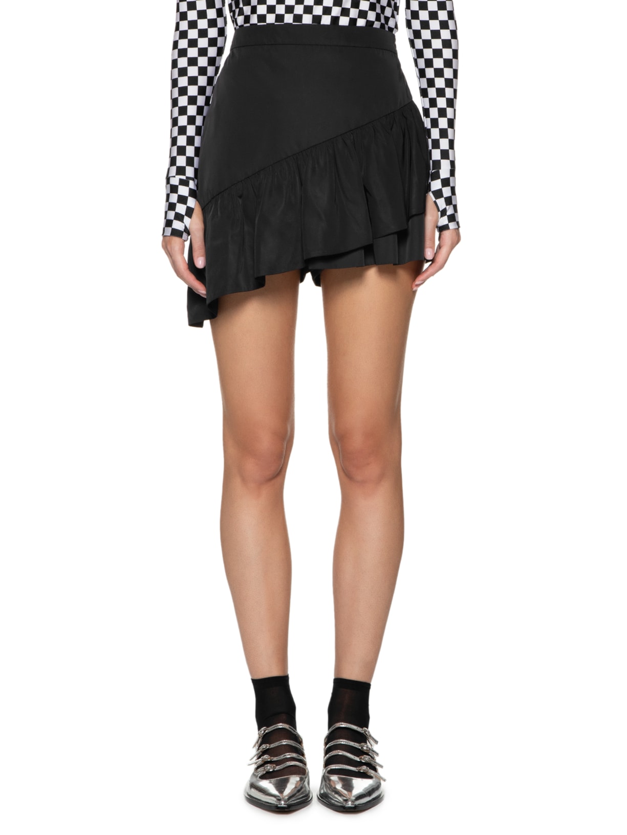Short Saia Tafetá Estrutura Morgani Niko Preto Nk