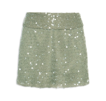 Short Saia Tela Paetê - Verde