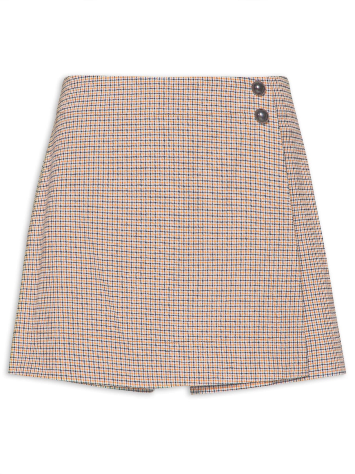 Short Saia Xadrez Dress To Bege