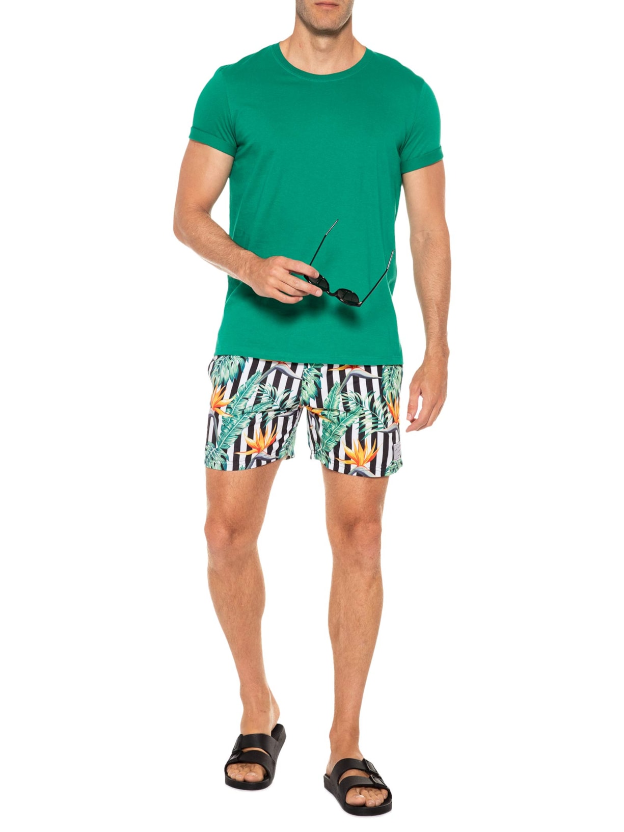 Short Swim Geometric Plants Branco La Moustache