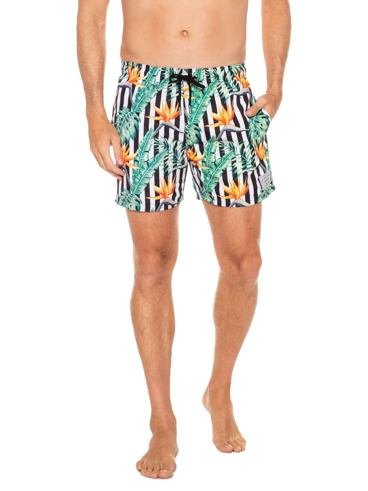 Short Swim Geometric Plants Branco La Moustache