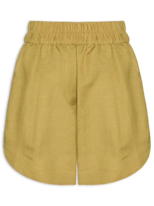 Shorte De Linho Bainha Fraudada Demerara - Verde