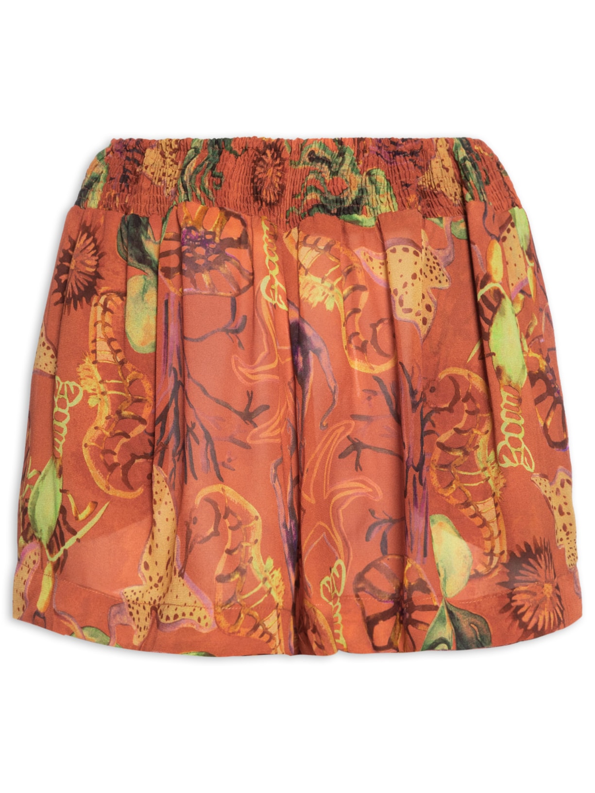 Shortinho Feminino Fundo Do Mar Laranja Resort Laranja Animale Resort
