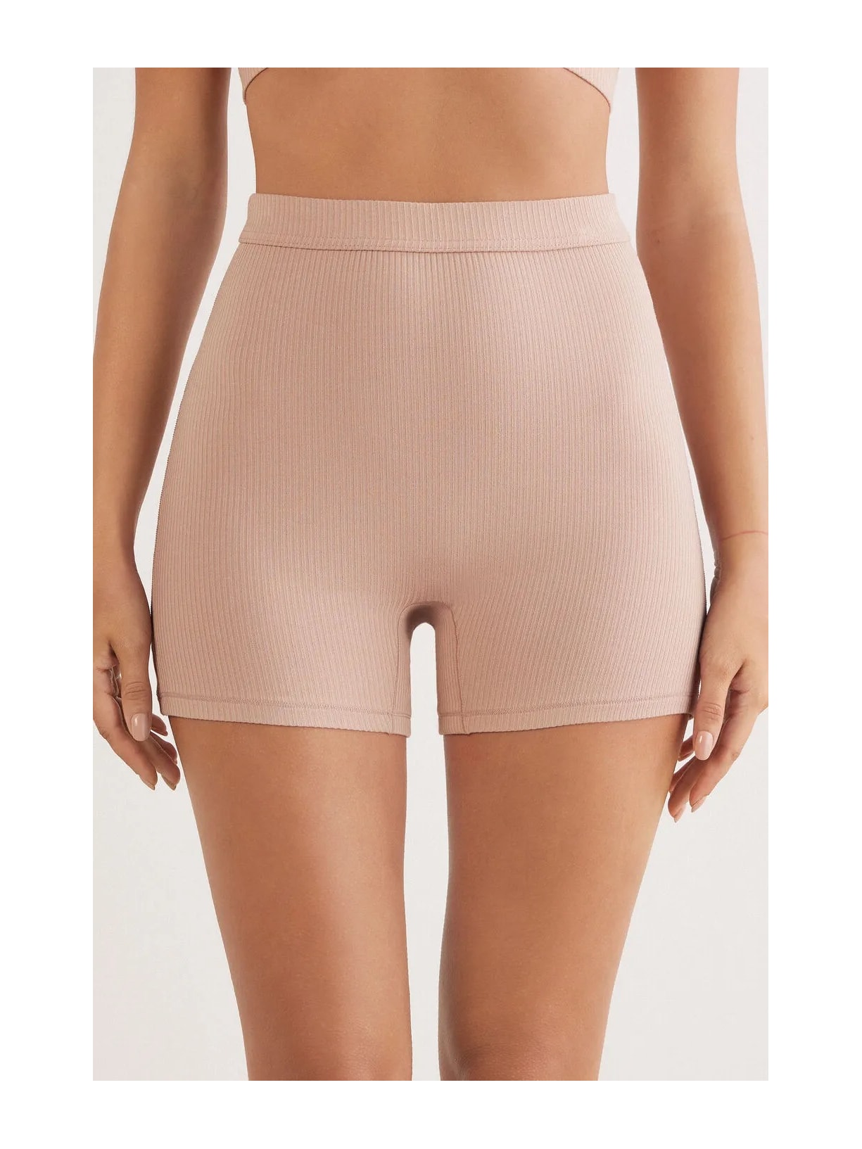 Shorts Ciclista Canelado Em Viscose Your Everyday Wear Bege Intimissimi