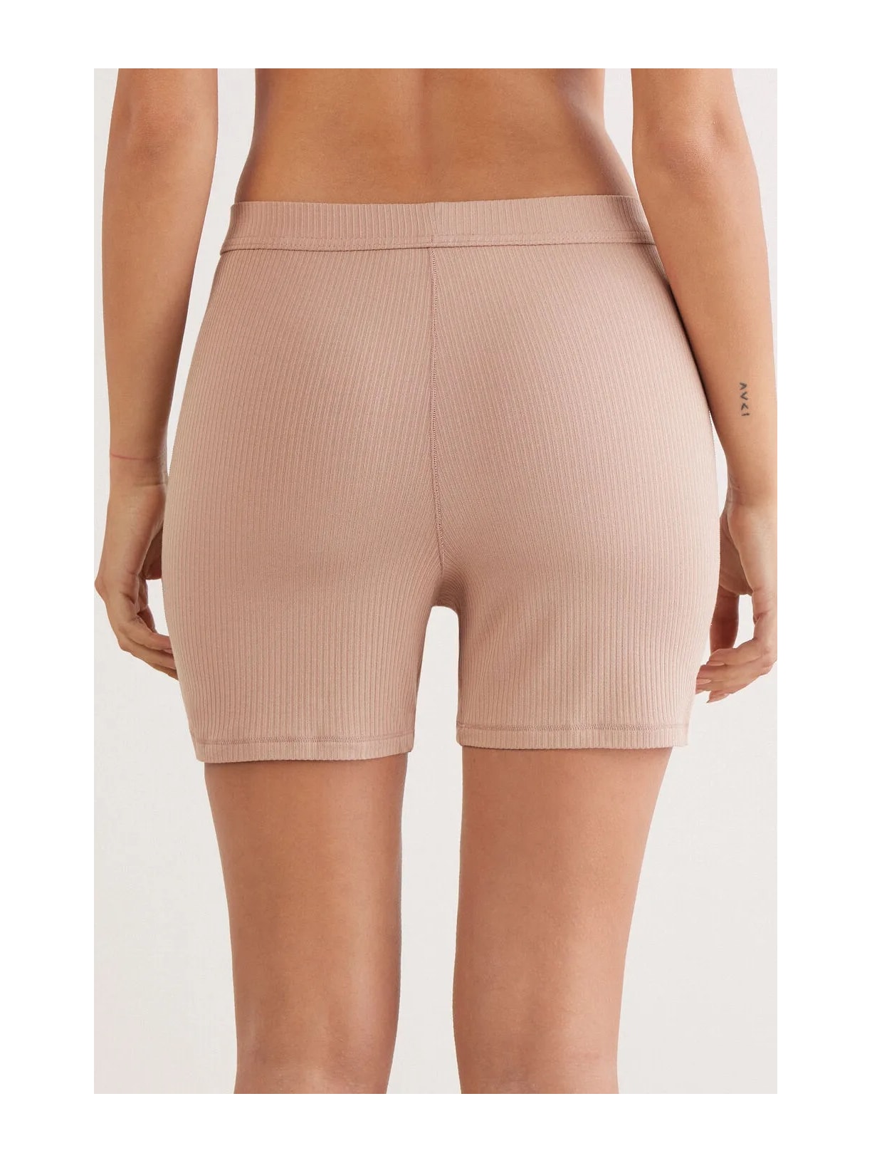 Shorts Ciclista Canelado Em Viscose Your Everyday Wear Bege Intimissimi