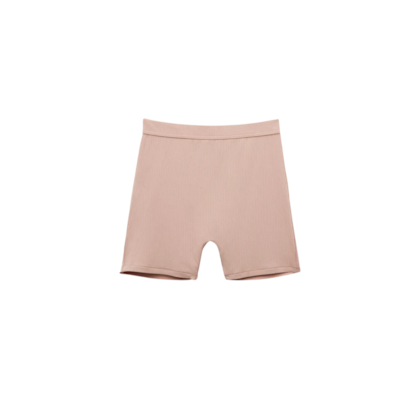 Shorts Ciclista Canelado Em Viscose Your Everyday Wear - Bege