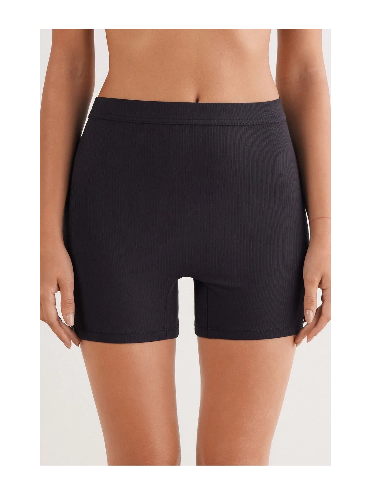 Shorts Ciclista Canelado Em Viscose Your Everyday Wear Preto Intimissimi