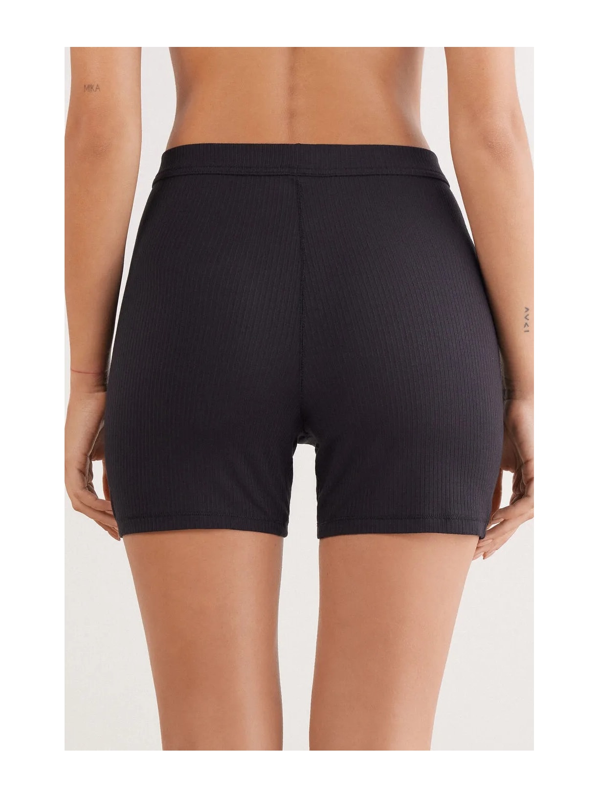 Shorts Ciclista Canelado Em Viscose Your Everyday Wear Preto Intimissimi
