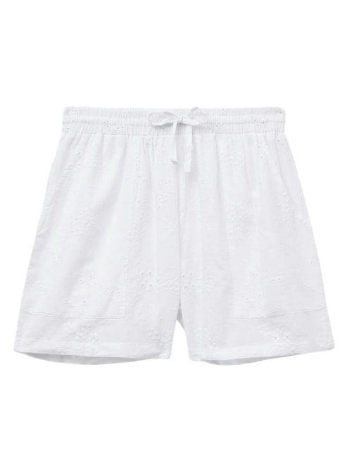 Shorts Com Bordado Sangallo - Branco