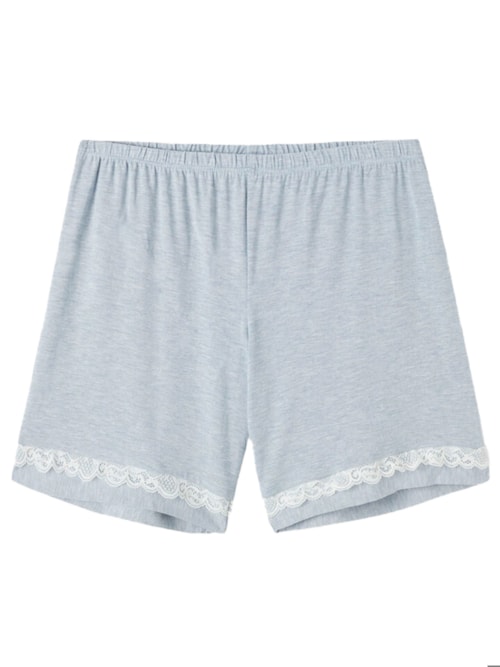 Shorts De Modal Com Detalhes De Renda - Azul