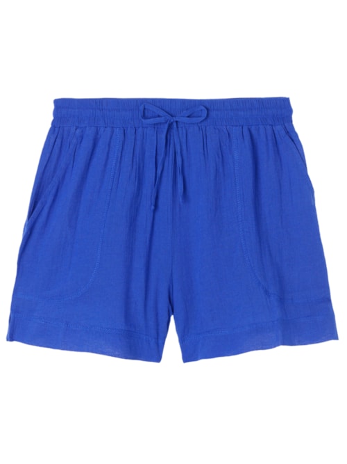 Shorts Em Algodão - Azul