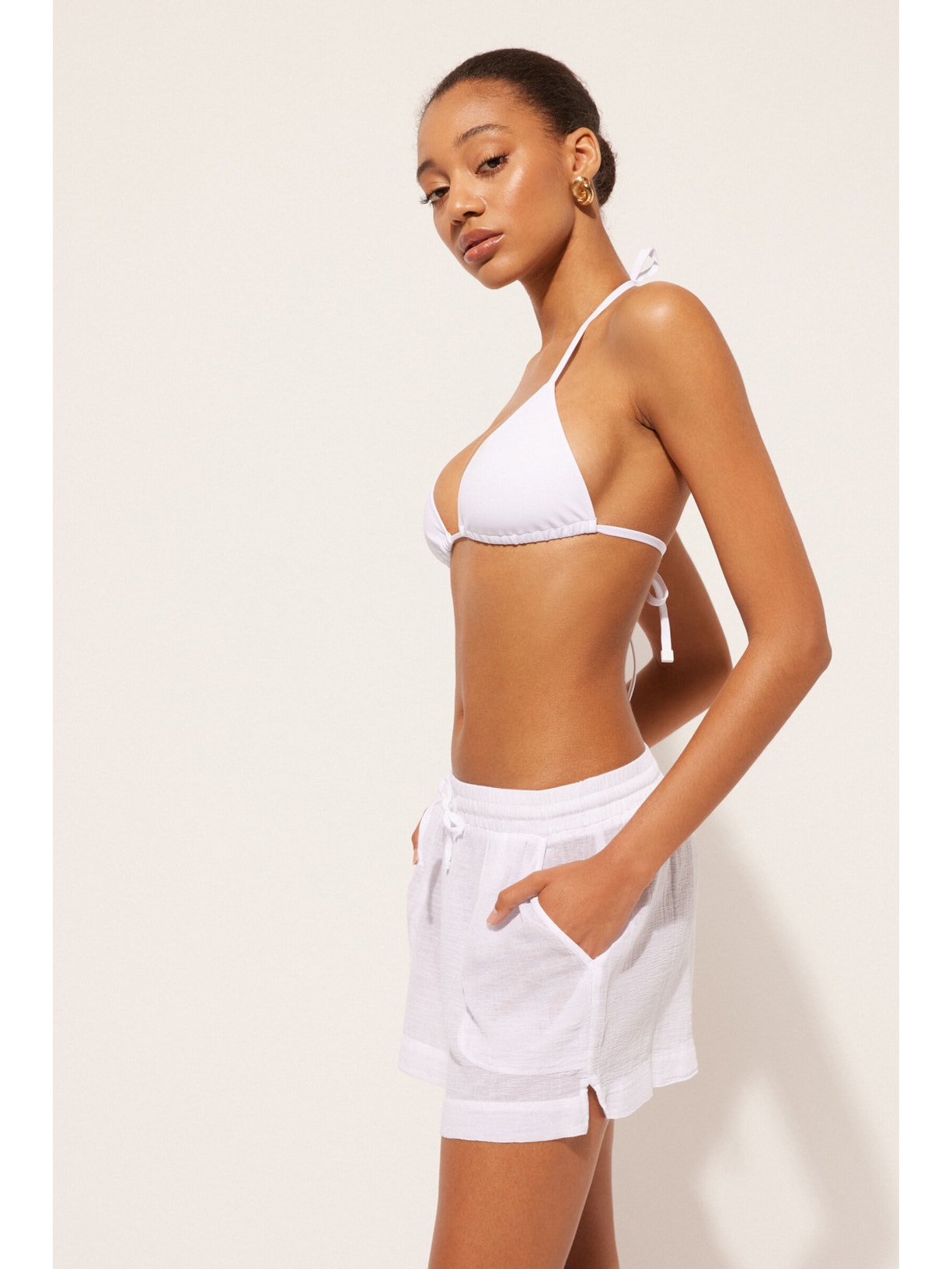 Shorts Em Algodão Branco Calzedonia