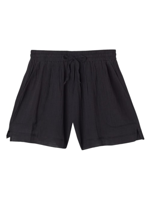 Shorts Em Algodão - Preto
