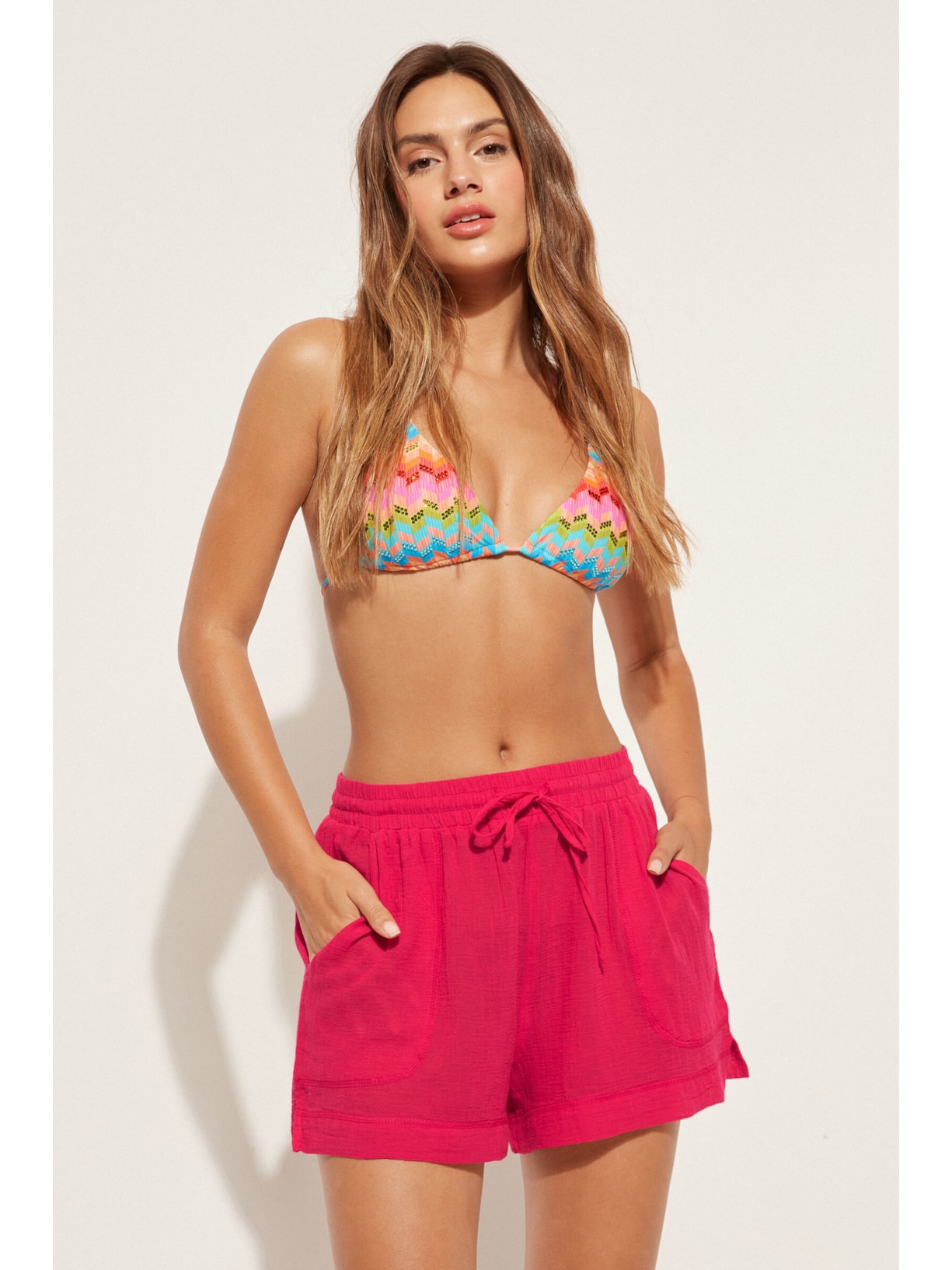 Shorts Em Algodão Rosa Calzedonia
