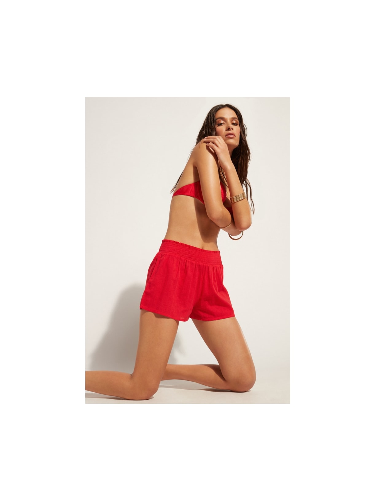 Shorts Em Algodão - Vermelho