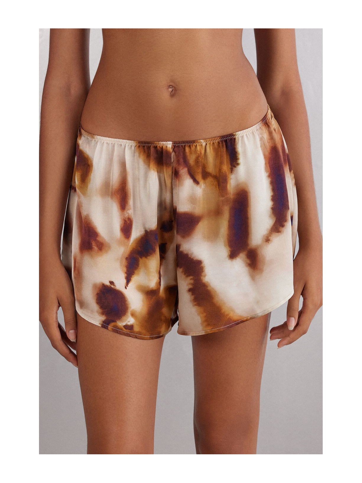 Shorts Em Cetim De Viscose Sun Goes Down Marrom Intimissimi