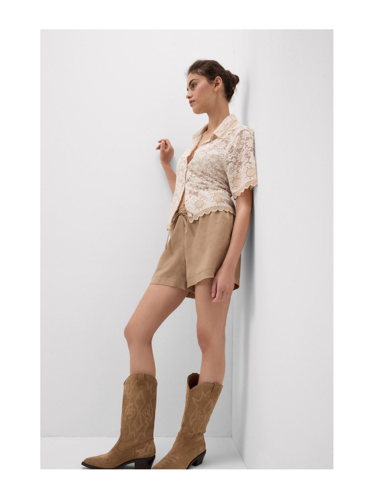 Shorts Em Linho Bege Intimissimi