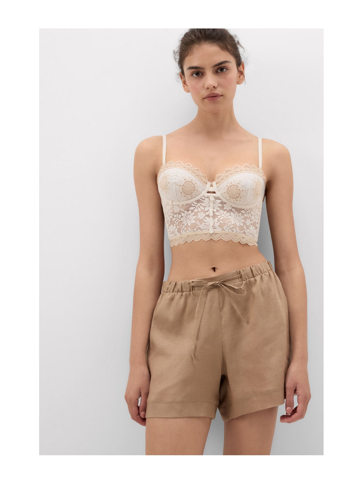 Shorts Em Linho Bege Intimissimi