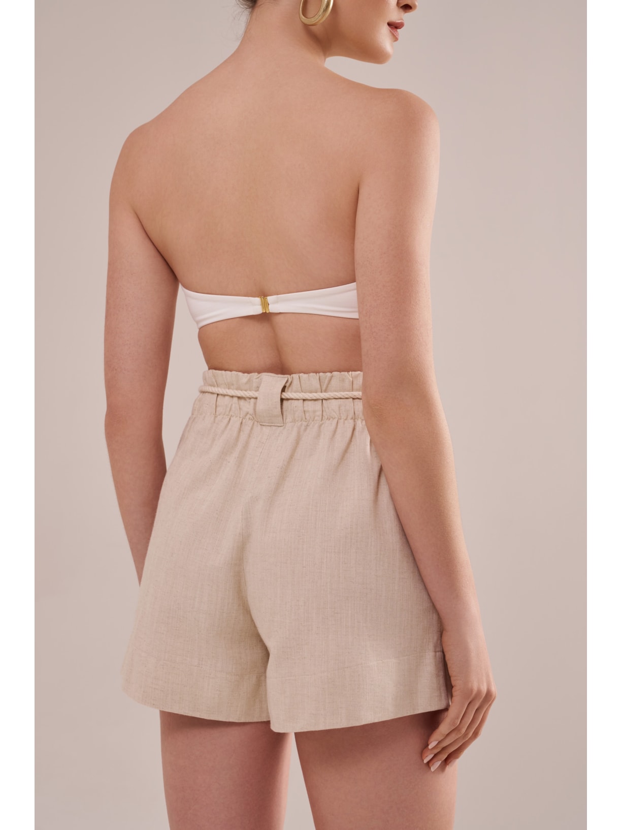 shorts em linho com algodão cordel Suntime