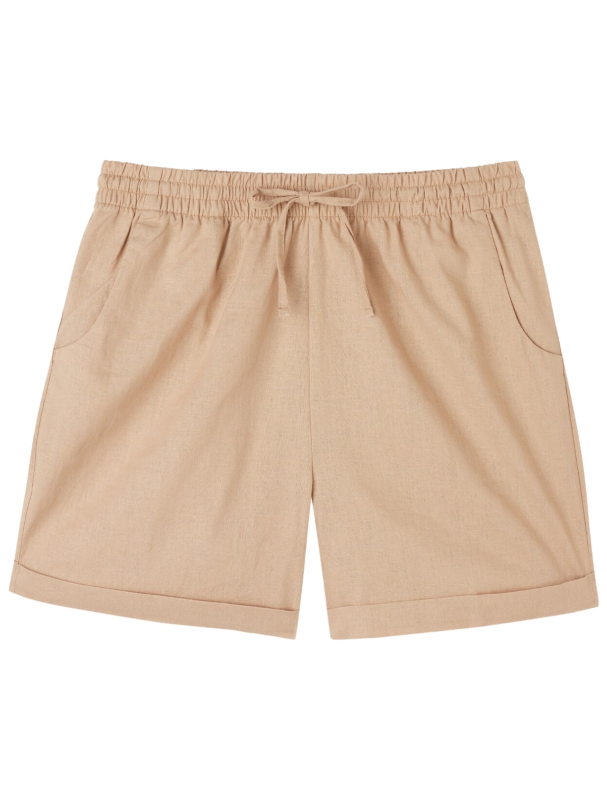 Shorts Em Linho e Algodão - Bege