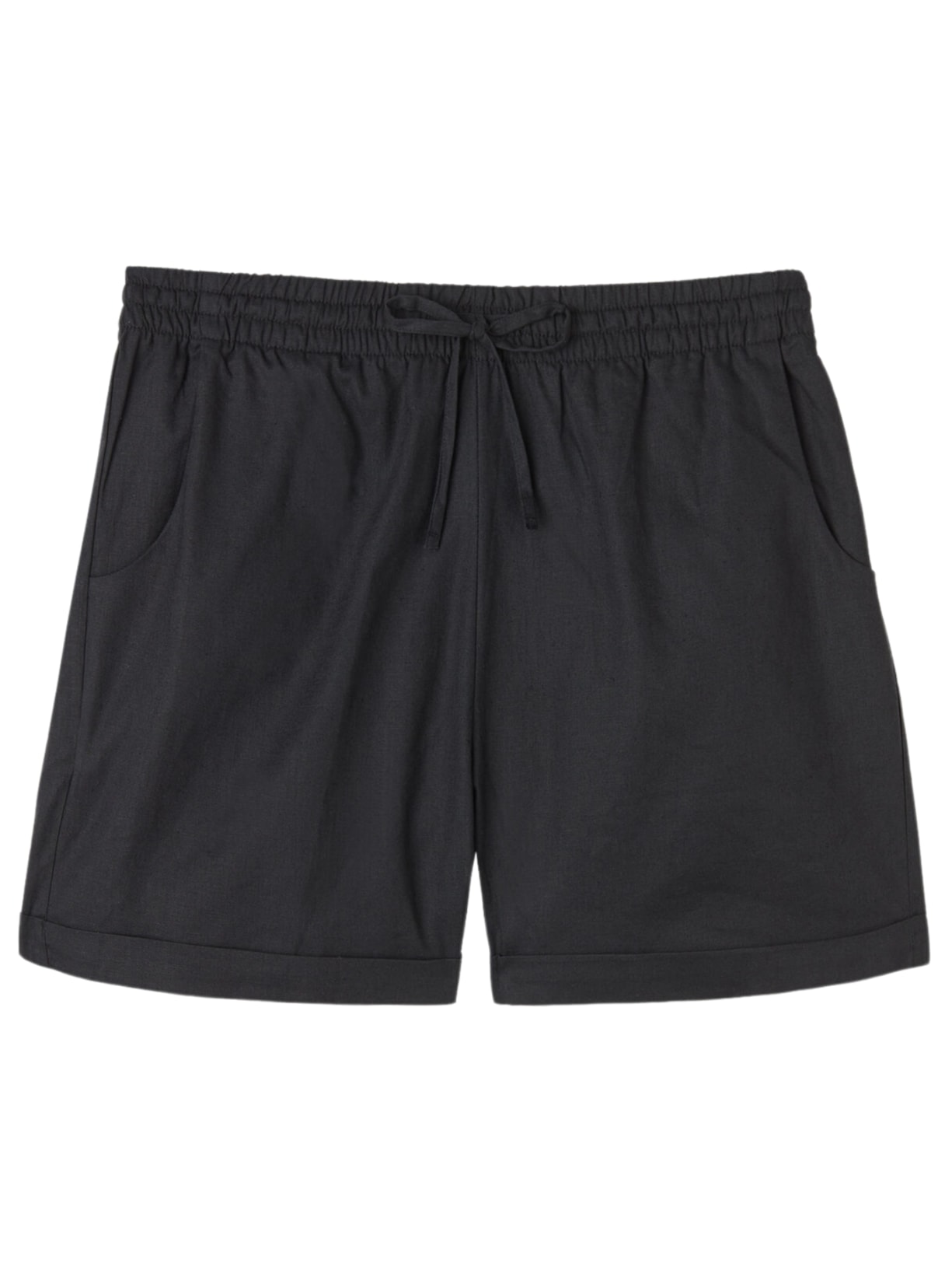 Shorts Em Linho e Algodão - Preto