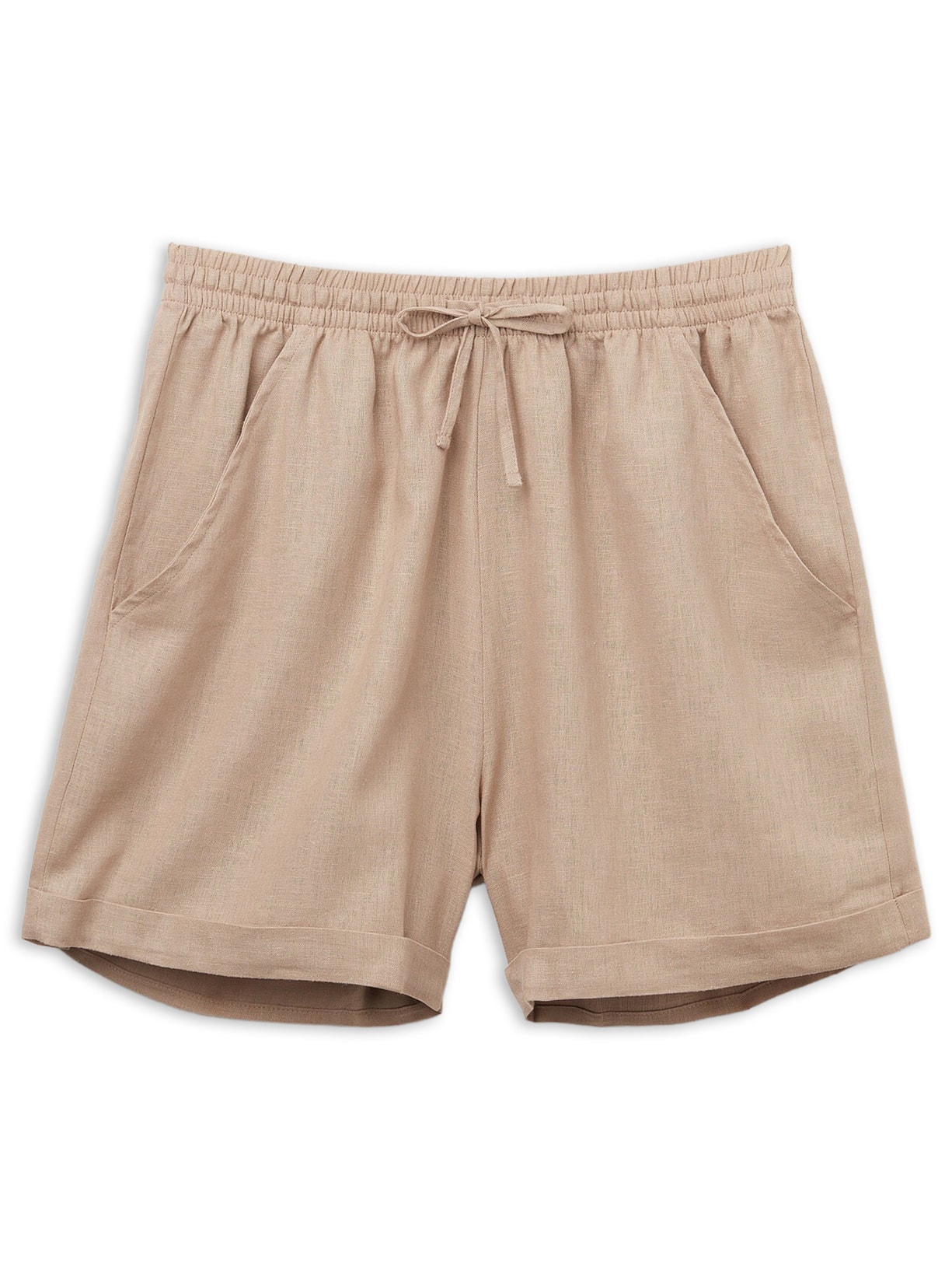 Shorts Em Linho e Viscose Bege Calzedonia