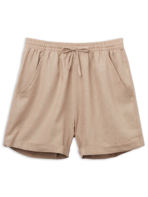 Shorts Em Linho e Viscose - Bege
