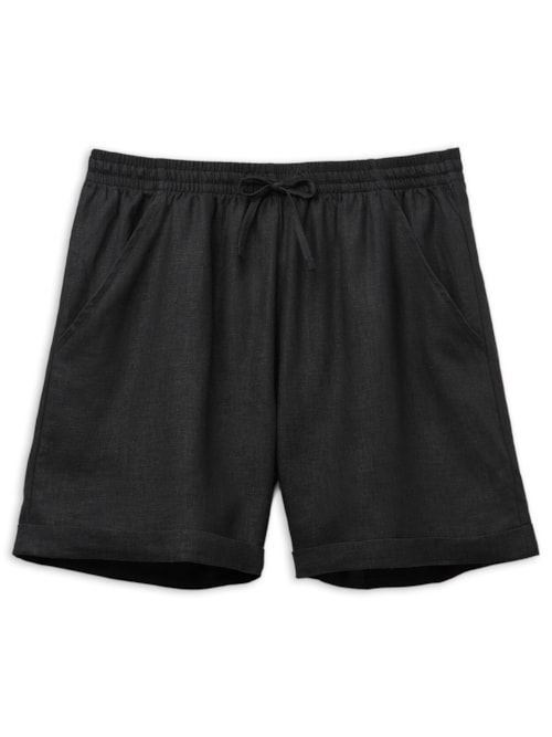 Shorts Em Linho e Viscose - Preto
