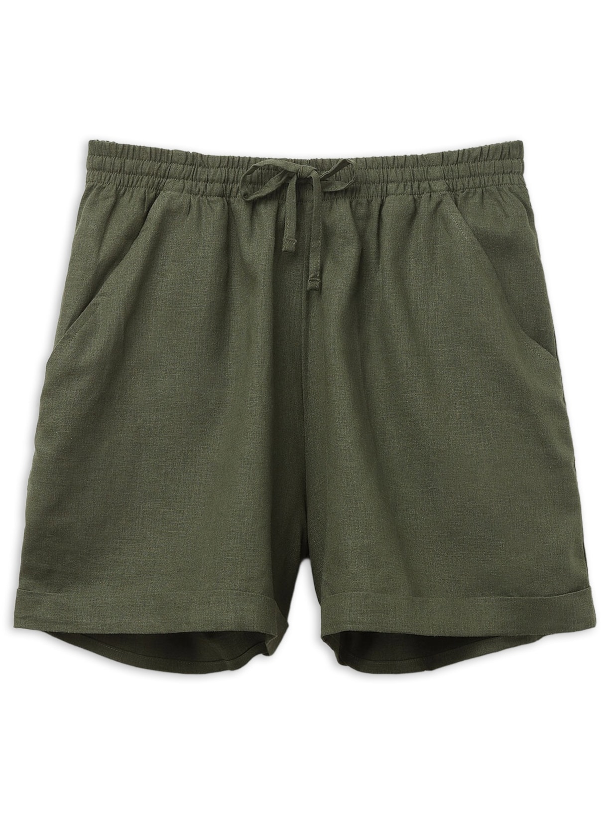 Shorts Em Linho e Viscose Verde Calzedonia