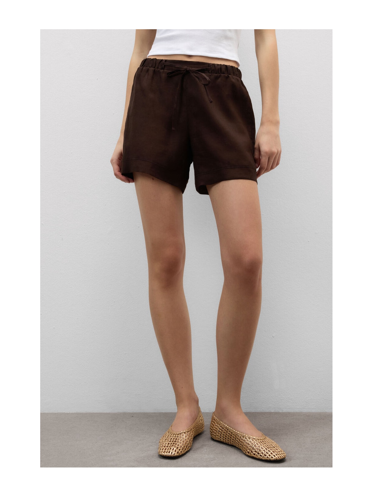Shorts Em Linho Marrom Intimissimi