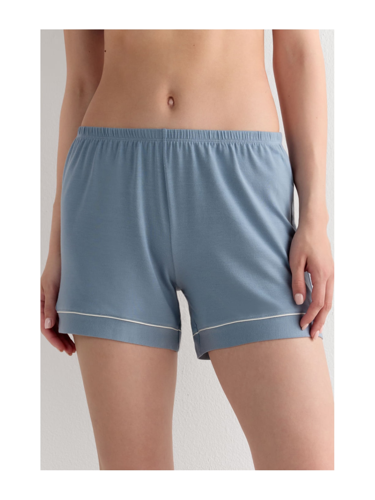 Shorts Em Modal Com Detalhes Contrastantes Azul Intimissimi